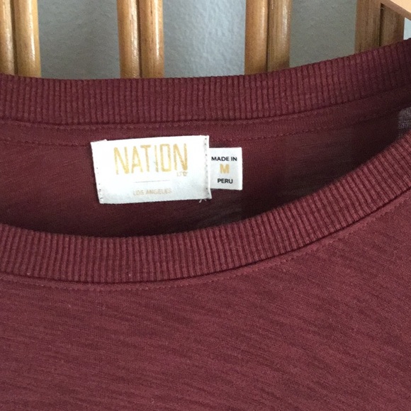 Anthropologie Nation LTD maroon smocked peasant tee size medium - Picture 2 of 5